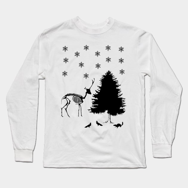 Deer Skeleton Long Sleeve T-Shirt by BittenByPolecats